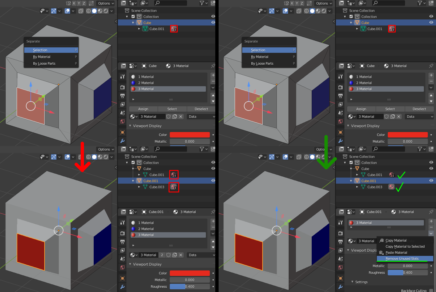 Removing unused material slots when creating a separate object.png